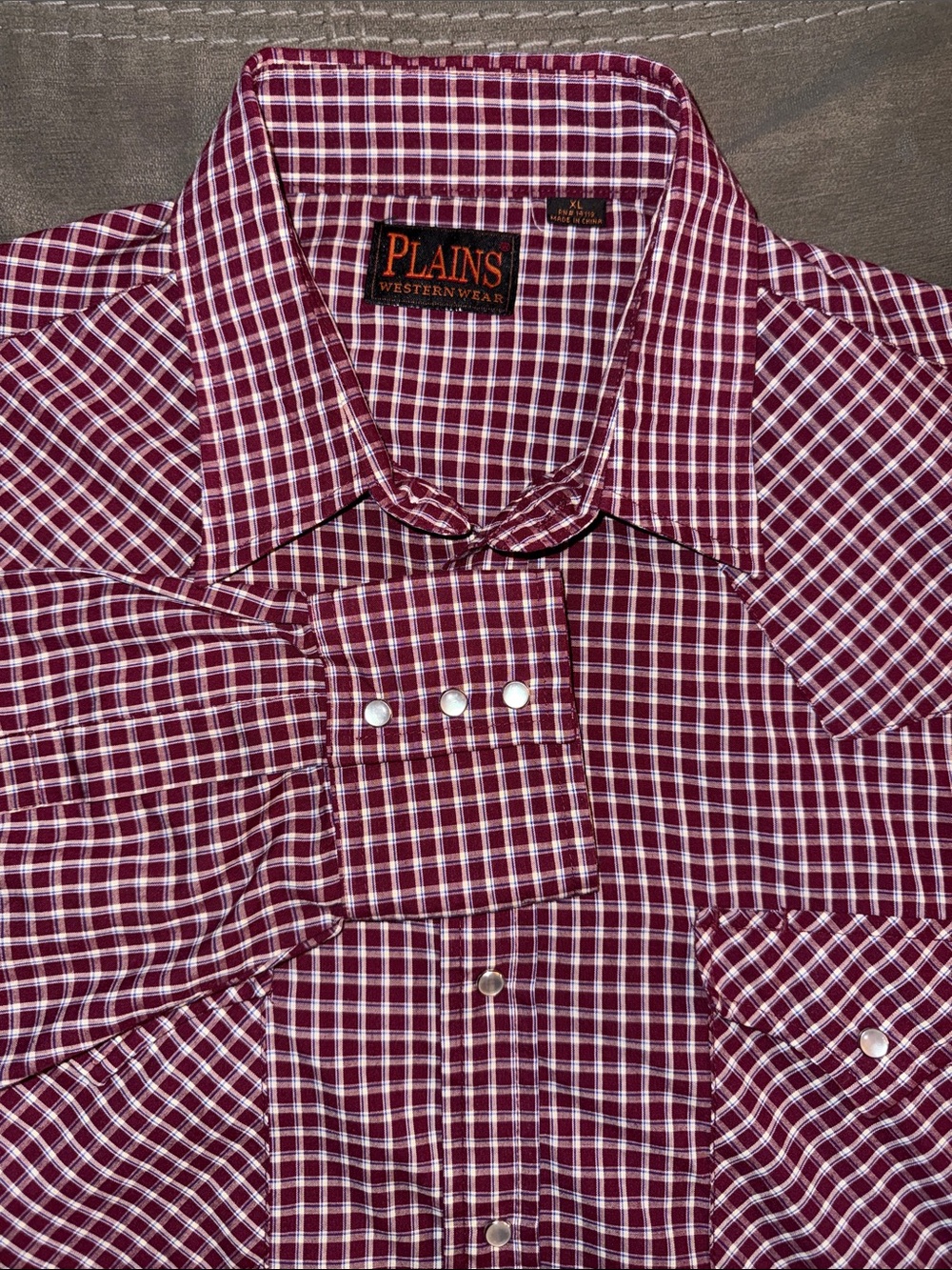 Plains Westernwear Men's Burgundy Check Button-Down Shirt